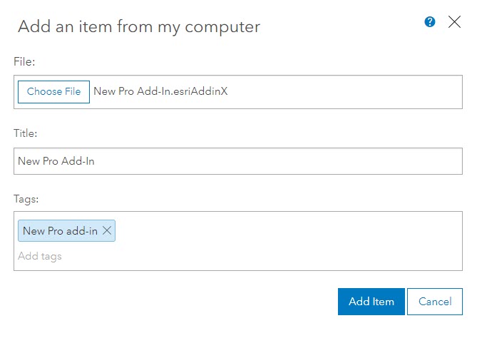 Distributing Add-Ins Online - ArcGIS Online - 1