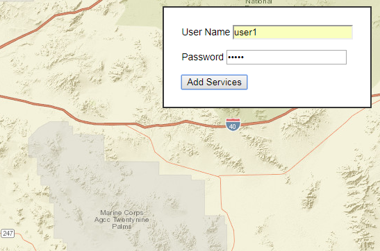screen shot of form to add secured service to map