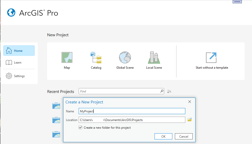 New ArcGIS Pro Project NewProProject