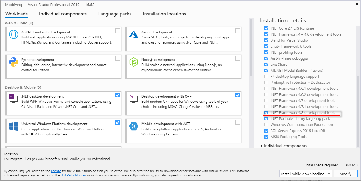 .NET Framework installation NETfwkInstall.png